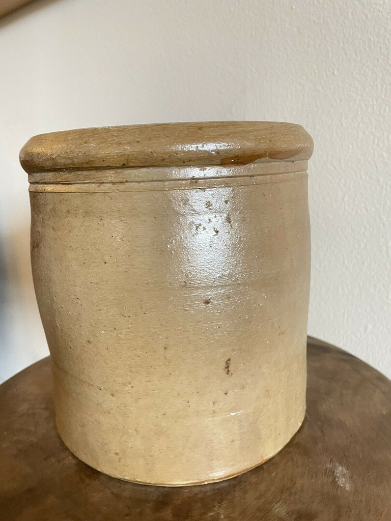 Vintage 19th C Stoneware Crock 5 Quart Antique Mint Condition Storage Jar