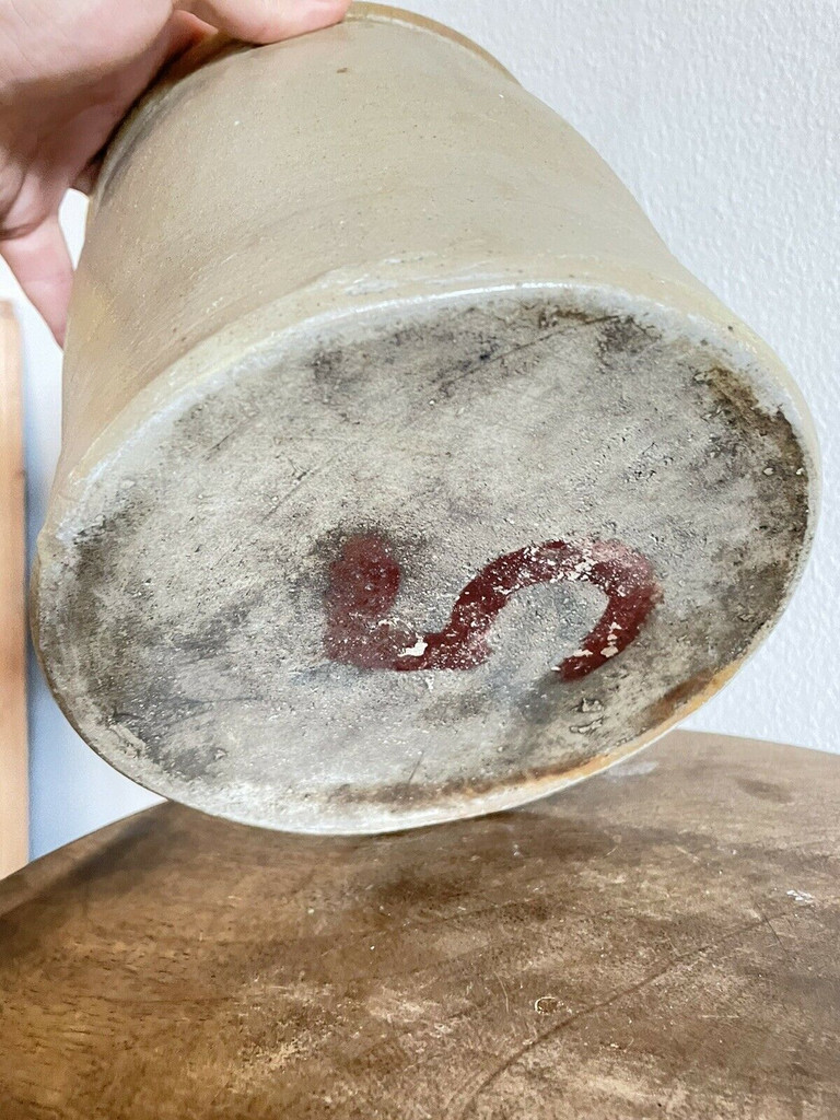 Vintage 19th C Stoneware Crock 5 Quart Antique Mint Condition Storage Jar