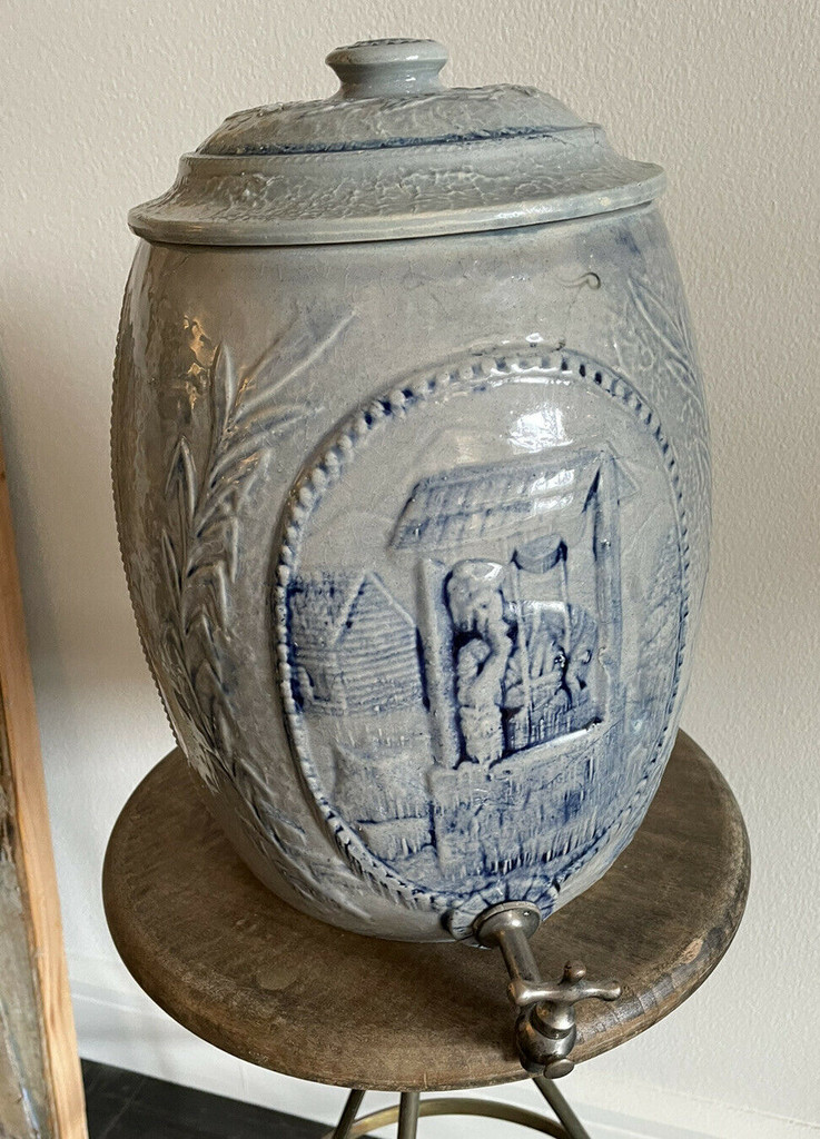 MINT 3G ROBINSON CLAY COMPANY STONEWARE WATER COOLER "REBECCA AT THE WELL"