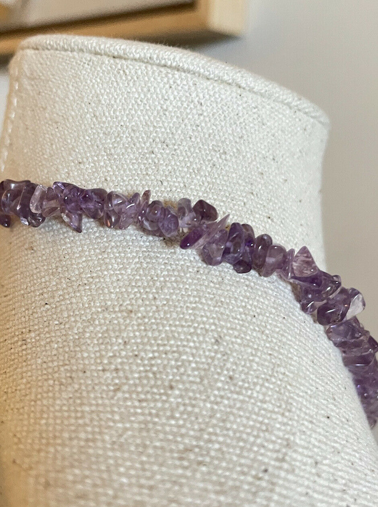 Vintage 16" Amethyst Tumbled Necklace Southwest Handmade Choker