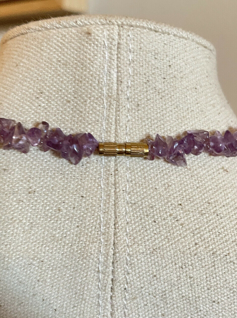Vintage 16" Amethyst Tumbled Necklace Southwest Handmade Choker