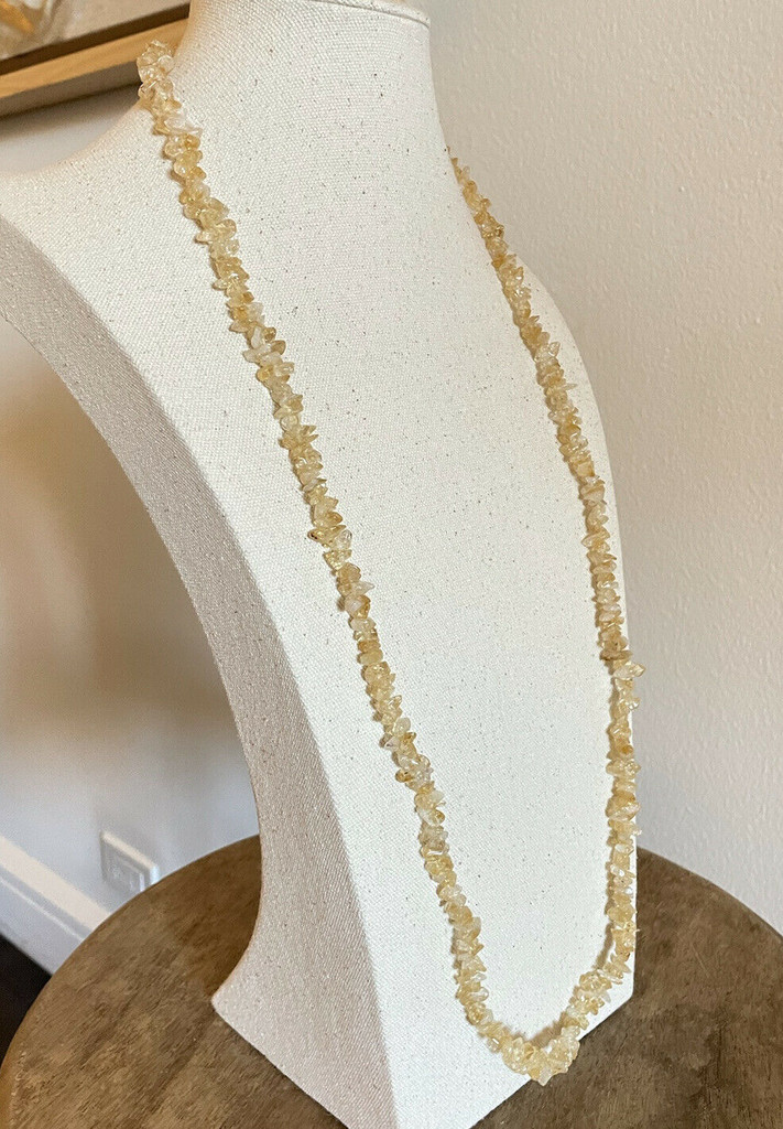 Vintage 34" Natural Stone Tumble Quartz Necklace Southwest Necklace Handmade