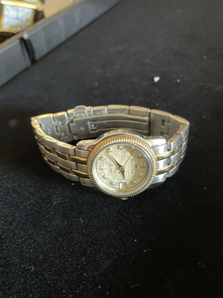Lucien Piccard Dress Stainless Wrist Watch for Women Cubic Zirconia Bezel