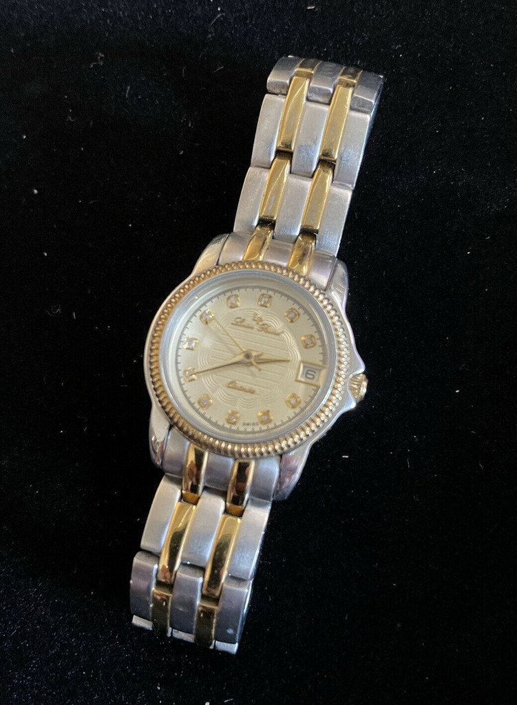 Lucien Piccard Dress Stainless Wrist Watch for Women Cubic Zirconia Bezel