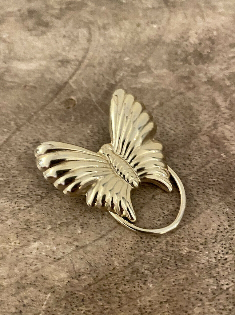 Vintage Gold Butterfly Scarf Ring Clip
