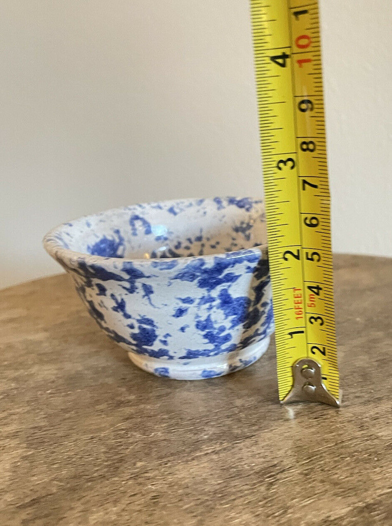 Neolia Cole Blue & White Art Pottery Signed Stoneware 1989 Hello World