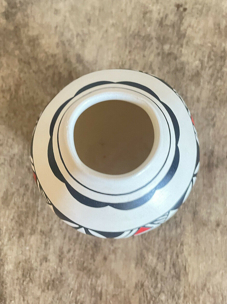 AL LVM Mini Multicolored Native American Pottery Acoma Bowl Vase Urn