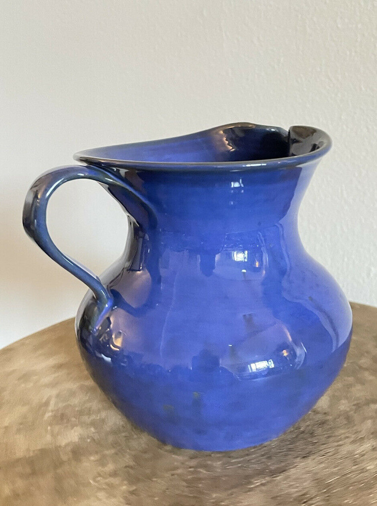 Nell Cole Graves Blue Large Pitcher North Carolina Art Pottery Jugtown Seagrove