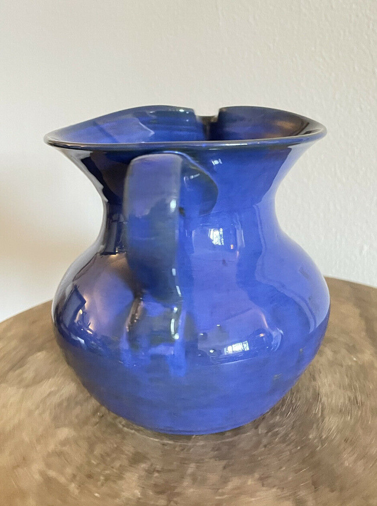 Nell Cole Graves Blue Large Pitcher North Carolina Art Pottery Jugtown Seagrove