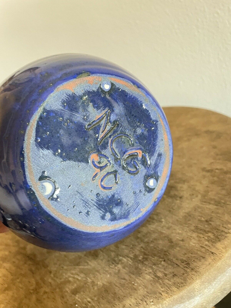 Nell Cole Graves Blue Large Pitcher North Carolina Art Pottery Jugtown Seagrove