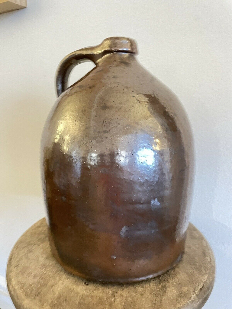 19th Century Albany Slip Jug - Great Condition New York Northeast Stoneware