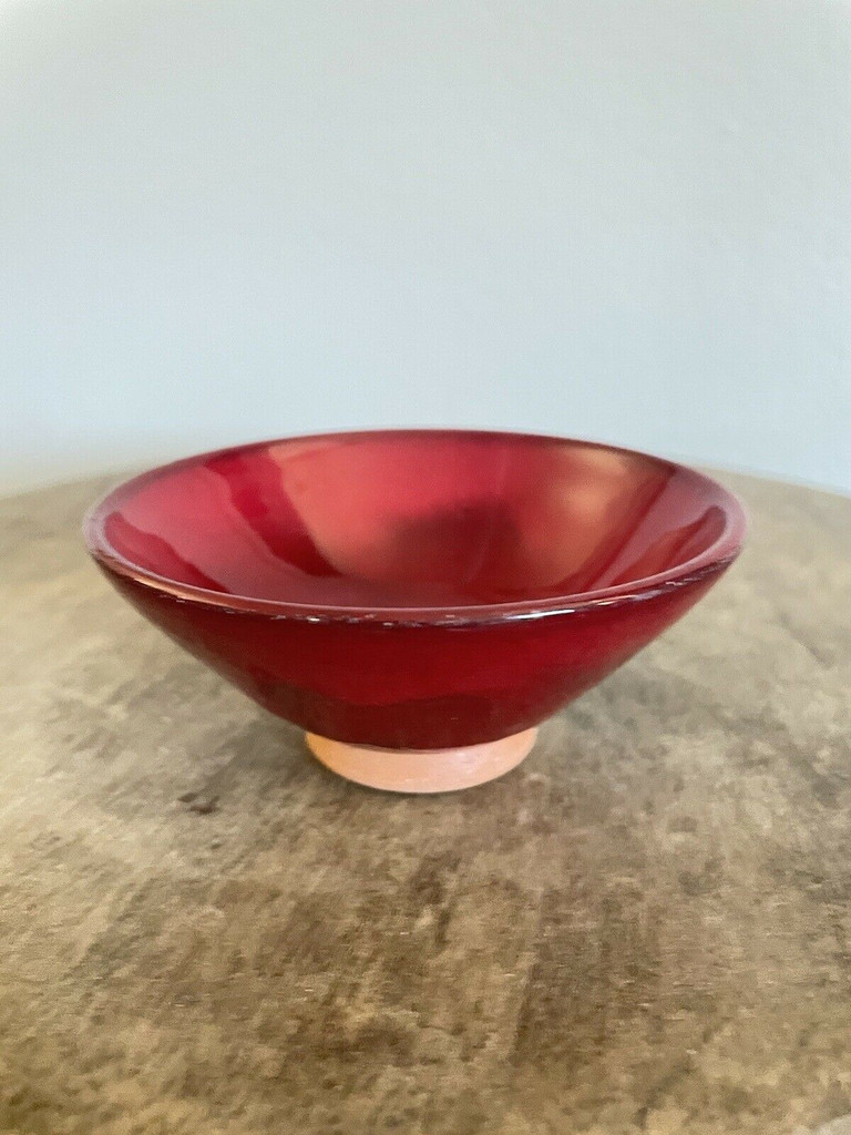 Ben Owen III Mini Bowl 2 Chinese Red Seagrove North Carolina Pottery Urn Vase