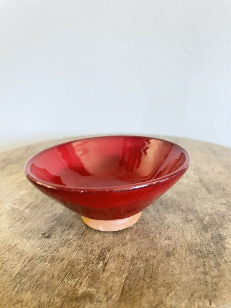 Ben Owen III Mini Bowl 2 Chinese Red Seagrove North Carolina Pottery Urn Vase