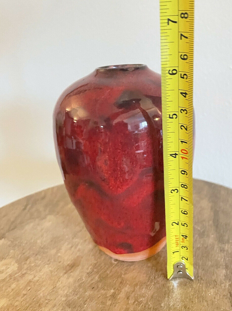 Ben Owen III Medium Chinese Red Seagrove North Carolina Pottery Urn Egg Vase