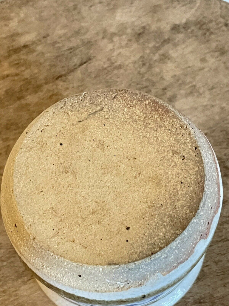 Vintage Mid Century Decorated Multi-colored Stoneware White Blue Swirl Bowl