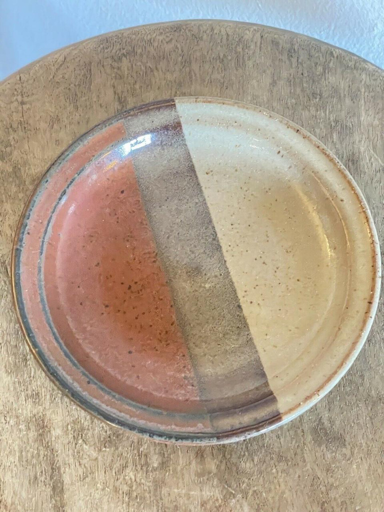 Studio G. Mathis Vintage Mid Century Multi-colored Stoneware Studio Pottery Plate 