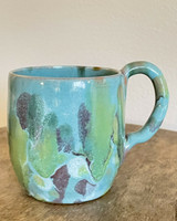 AR Cole Turquoise Rainbow Coffee Mug Cup Sanford North Carolina Pottery
