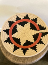 Navajo Cord Woven Wedding Basket rug; ca. 1960; 11.25” Heavy weight Red Black