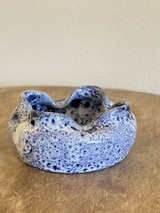 Kenneth George Ruffle Edged Blue Trinket Bowl 1999 North Carolina Pottery