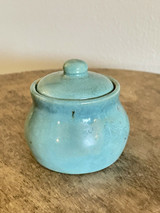 Pisgah Forest Mini Covered Sugar Bowl Turquoise Blue Mint North Carolina Pottery