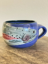 Belding XL Rainbow Trout Blue Fishing Mug North Carolina Pottery