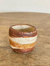 Striped Brown White Mini Studio Pottery Bowl North Carolina Pottery