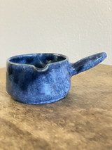 Celia Cole Blue Handled Mini Saucepan 1989 North Carolina Pottery