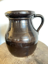 19th C Glazed Milk Batter Pitcher Brown Medium 2 Stoneware
