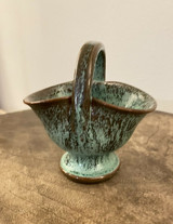 Neolia Cole Pottery Mini Pottery Basket Green Frogskin Rutile Glaze Mint Cond 78