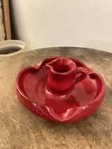 M.L. Owens Pottery Candy Apple Red Candle Holder Seagrove NC Mint Condition