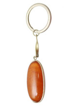 Vintage Baltic Amber Silver Keychain 1.5” Amber Stone Great Clarity
