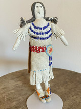 Vintage 1938 Bannock Indian Tribe Squaw Beaded Leather Doll w/ Tags