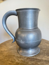 Belgian Pewter Tankard Pitcher 7" Tall Signed with Crest Rose With Lion