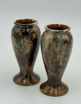 Nelson McCoy Pair of Brush Drip Glazed #745 Multicolored Onyx Brown Green Vases