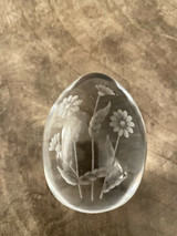 Mint Crystal Egg Etched Floral Paperweight