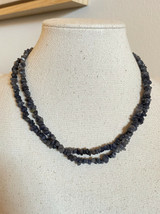 Vintage 34" Natural Tumble Blue Stone Necklace Southwest Long Necklace Handmade
