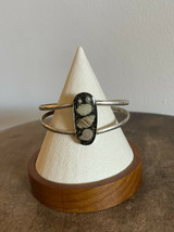 Silver Bracelet with Embedded Seashell & Real Pearls Cabachon Resin