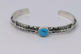 Navajo Handmade Sterling Silver Turquoise Bracelet Signed B.S.