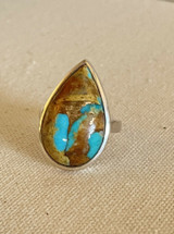 Sterling Silver Teal Mohave Turquoise Ring Size 9