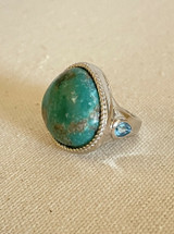 Sterling Silver Campo Frio Turquoise Size 5 with Aqua Gemstones