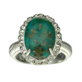 $860 SZ 6.5 Turquoise Sterling Silver Ring Jewelry Sebastian, 3.96CT Oval Cut