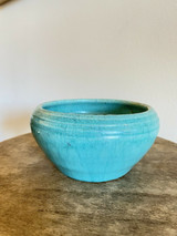Early Turquoise Carolina Pottery Lorenzo Wrenn Cole Candor NC Stoneware Jar Bowl