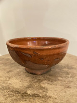 Vintage Early Redware Glazed Medium Bowl Dish Pottery