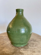 North Carolina Art Pottery Signed Green Stoneware Vase Jug DS Elliott 1978