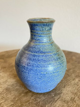 Small Blue Bud Vase Signed PW Art Pottery Signed Stoneware