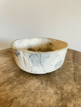Denim Textured Studio Art Pottery Bowl Unsigned
