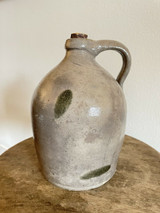 19th Century Salt Glazed Stoneware Jug Gray Salt Glazed Turkey Droppings