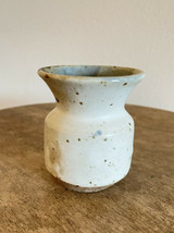 Small Two Toned White Chinese Glaze Art Pottery Signed Stoneware 