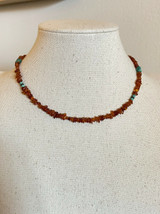 Vintage 16" Turquoise Amber Gemstone Necklace Southwest Handmade Native American