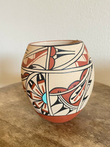 M. Chinana Multicolored Native American Pottery Acoma Bowl Vase Urn
